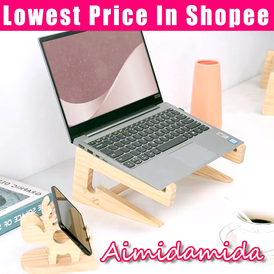 Desk Mount Riser Universal Bracket Wooden Laptop Cooling Stand Holder ...
