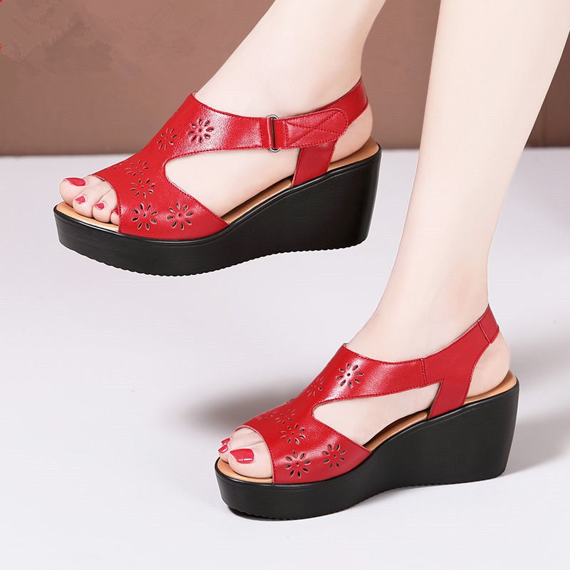 New mid heel wedge with mother sandals women s waterproof platform thick soled fish mouth comfort Shopee Philippines