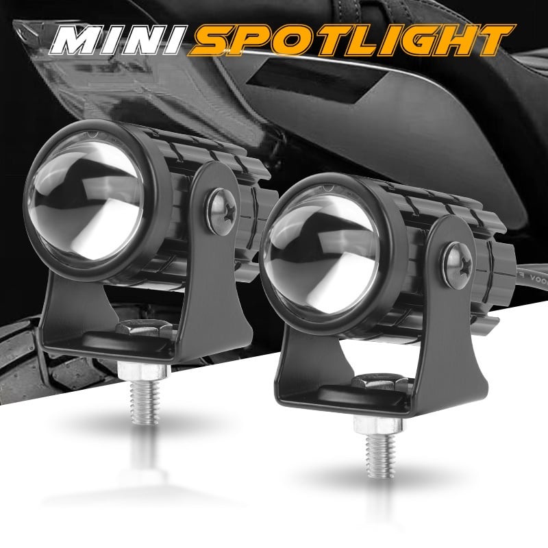 2PCS Color Mini Motorcycle Driving Lights White+Yellow Pair with