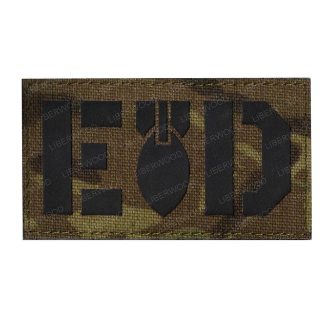 Patch Morale Ricamata Multicam EOD, Unità Smaltimento Esplosivi, Esercito, Dimensioni 9x6 Cm, Con Retro A Uncino (Velcro)