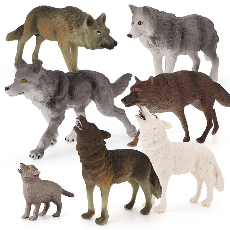 Simulation Wild Animal Wolf Model Roaring Standing Little Wolf Cub Wild ...