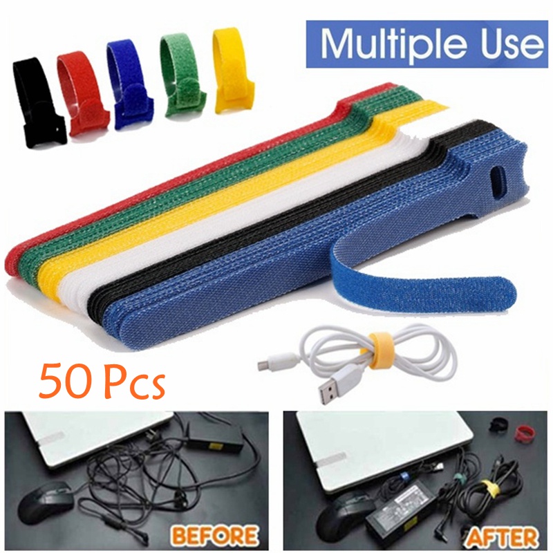 50 Pcs Reusable Cable Tie, Cable Management Tape, Cable Management