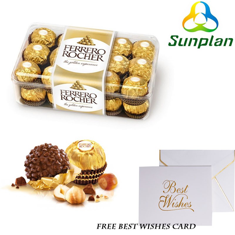 Ferrero Rocher Hazelnut & Milk Chocolate 30pcs FREE BEST WISHES CARD