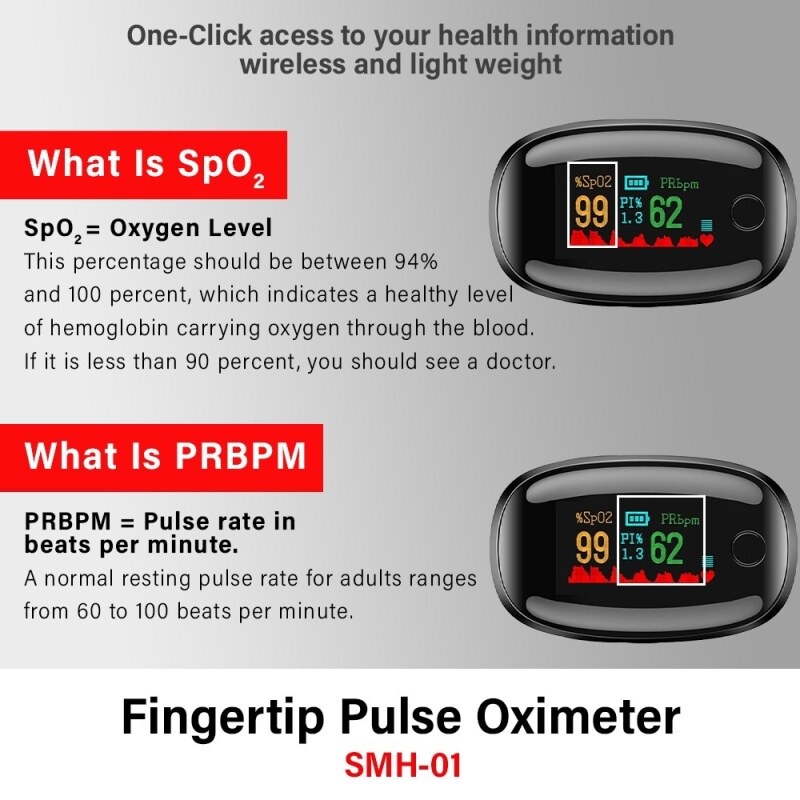 Finger Oximeter Fingertip Pulse SMH01 Oxymeter Medical Equipment Heart