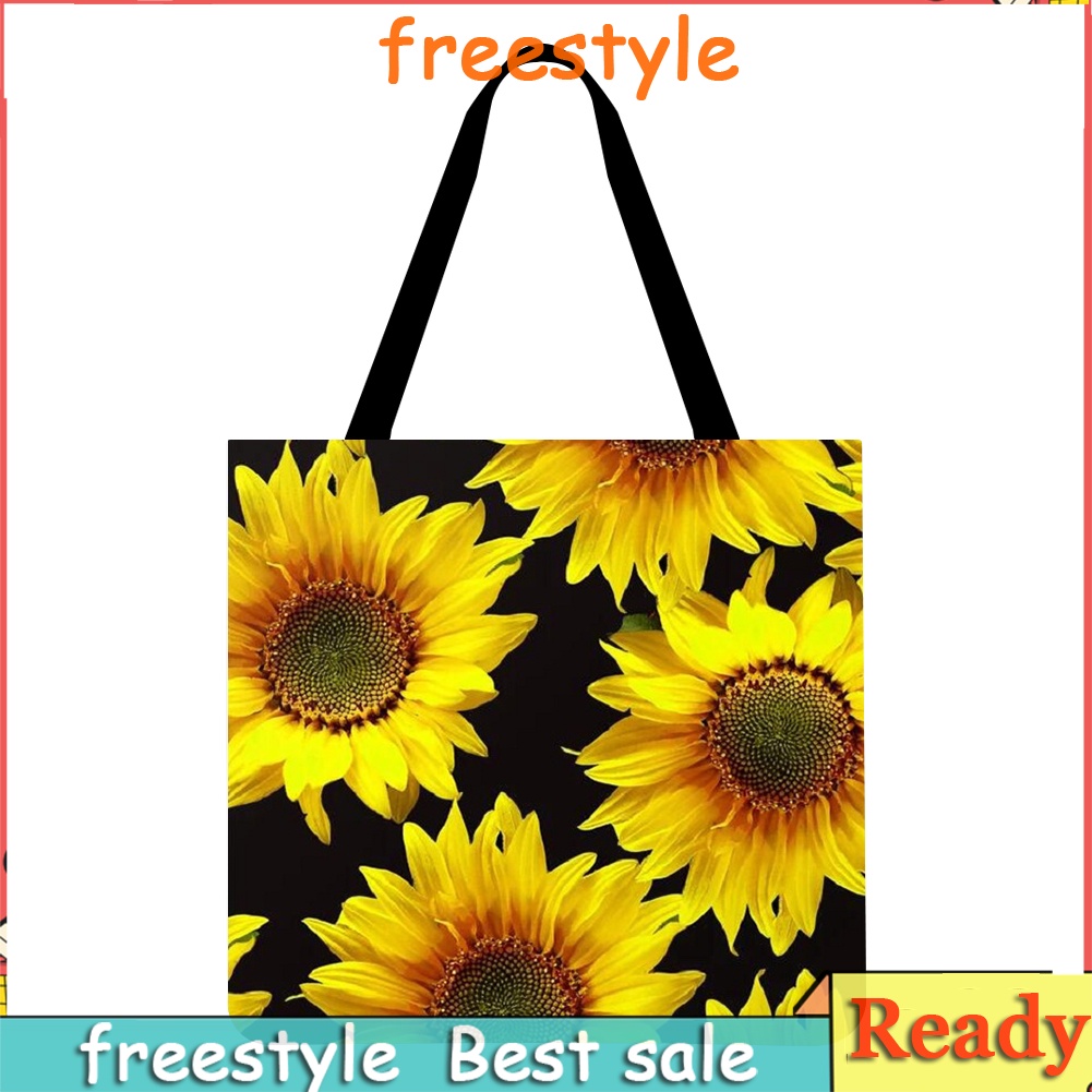 Sunflower Printed Shoulder Shopping Bag Casual Large Tote Handbag (40