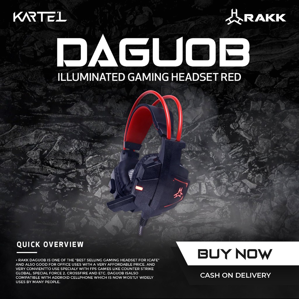 RAKK Daguob Illuminated Gaming Headset RED Shopee Philippines