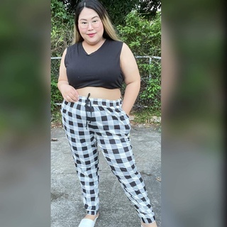 Pink Plaid Pants Plus Size