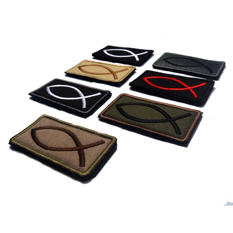 Embroidery Patch Jesus Fish Patch Christian Fish Symbol Tactical Emblem ...