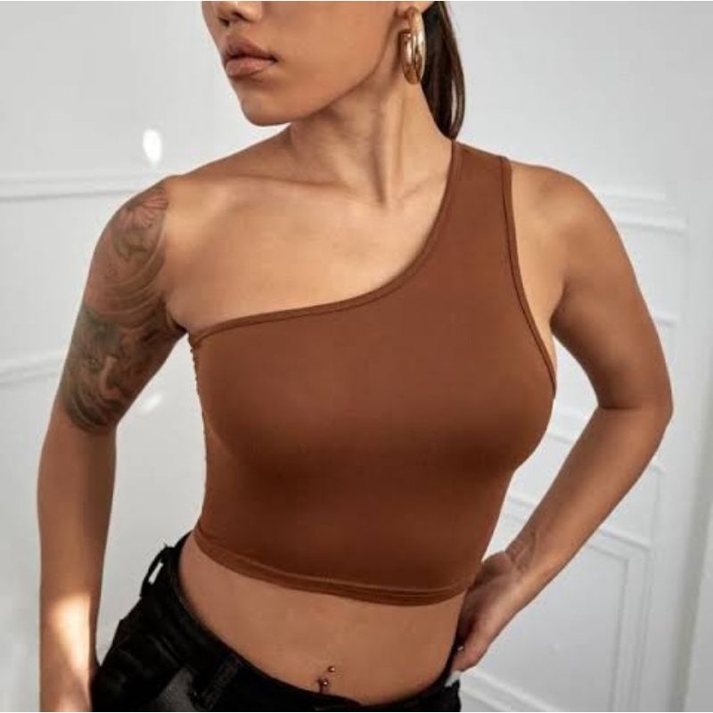 One shoulder best sale crop top shein