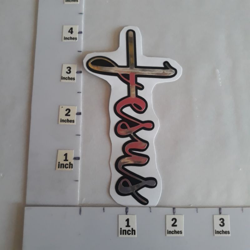 JESUS CROSSWORD STICKER/DECAL IN GOLD, SILVER & HOLOGRAM Shopee