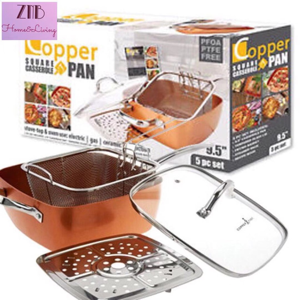 Red Copper Square Pan 5-Piece Set