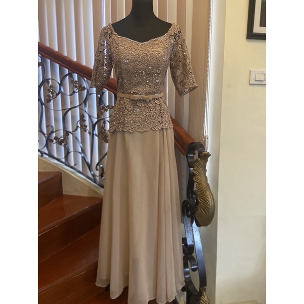 Taupe Mocca 3 4 Mother of the Bride Gown Secondary Principal Sponsor Dress Ninang Gown Shopee Philippines