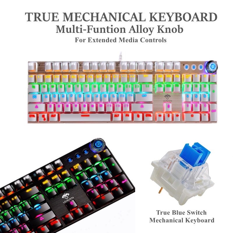 [NEW] Leaven K990 RGB True Mechanical Gaming Wired Keyboard wrist rest ...