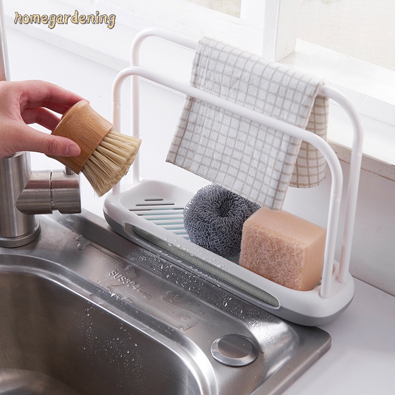Kitchen Dishcloth Holder Towel Rag Hanger Sink Sponge Rack Shelf Dish ...