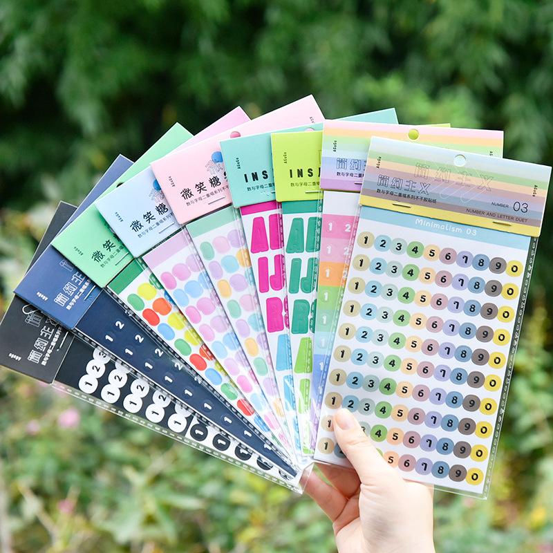 2 PCS number letter sticker hand account material sticker student ...