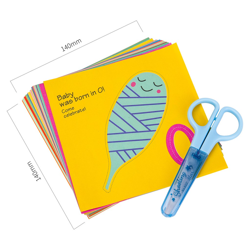 SWM Deli Education Paper-Cuts Origami Paper Kertas Origami 彩色剪纸 100 Pcs ...