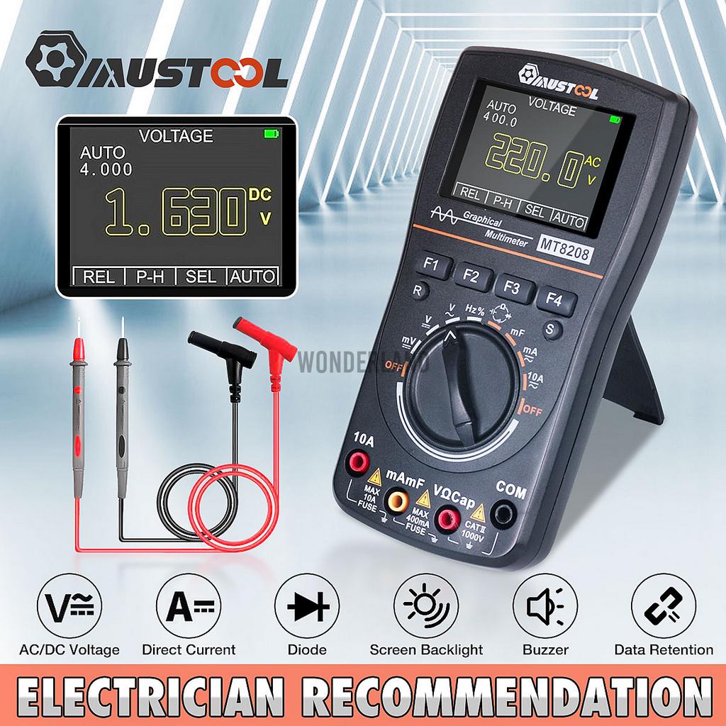 MUSTOOL MT8208 Oscilloscope HD Color Intelligent Graphical Digital ...