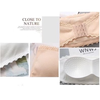 SF Rear Three-Breasted Thread Strapless Tube bra Solid Color Underwear ...