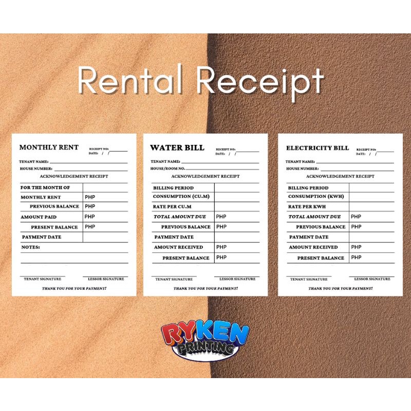 Rental Receipt (for Paupahan) | Shopee Philippines