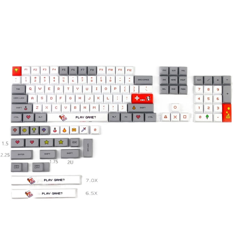 1set XDA Red and White Machine Keycap PBT Sublimation Pixel theme ...