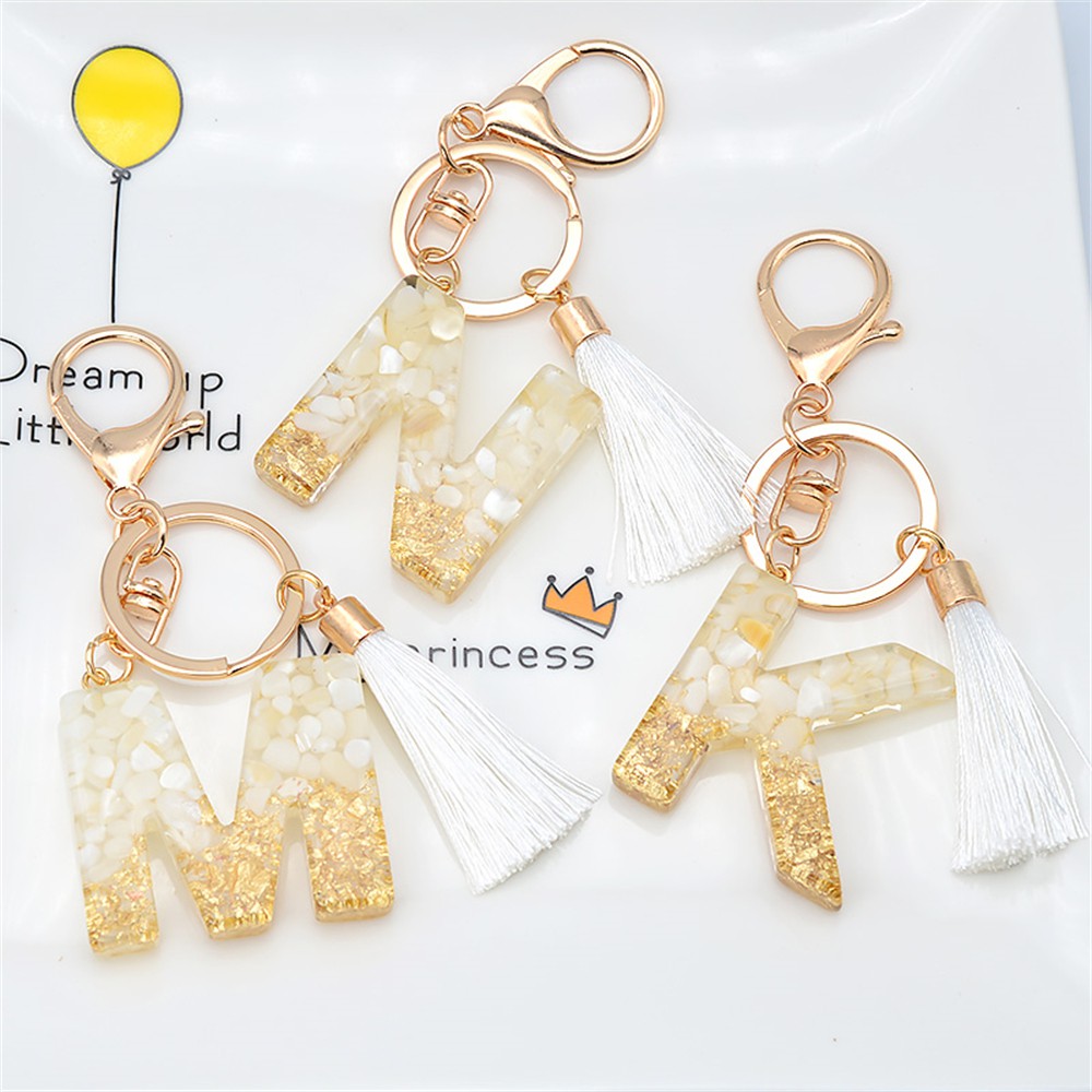 1Pc Tassel Alphabet Keychain A-Z English Letter Keyring Handbag Charms ...