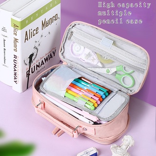 1pc Stationery Bag, Simple Japanese Style Multilayer Large Capacity Pencil  Case For Junior And Senior High School Students