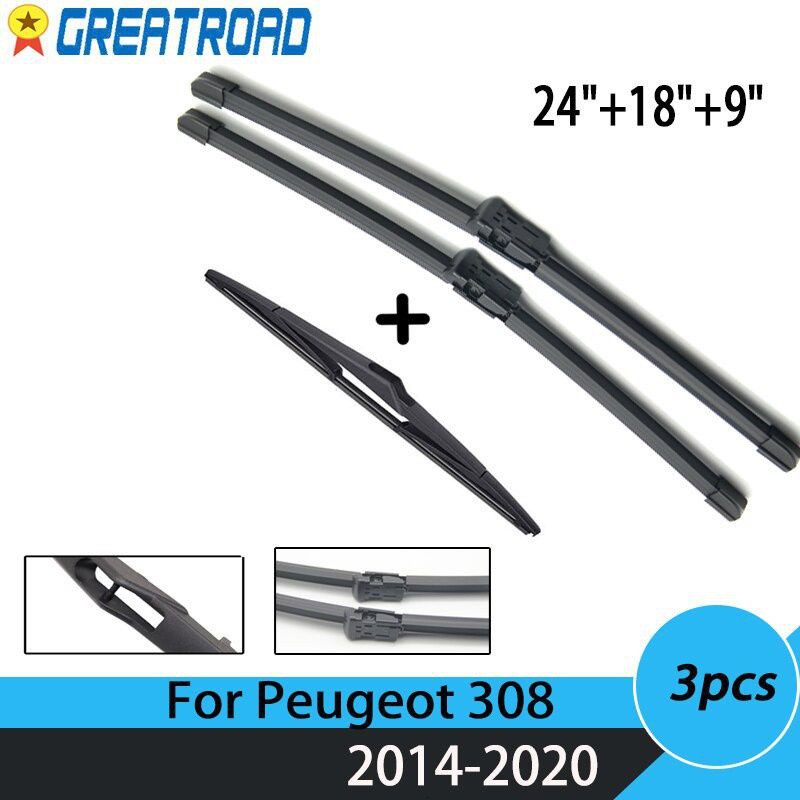 Wiper Front Rear Wiper Blades Set For Peugeot 308 T9 Hatchback 2014