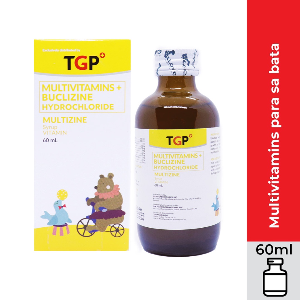 MULTIZINE TGP MultiVitamins + Buclizine 60ml Syrup 1 bottle Shopee
