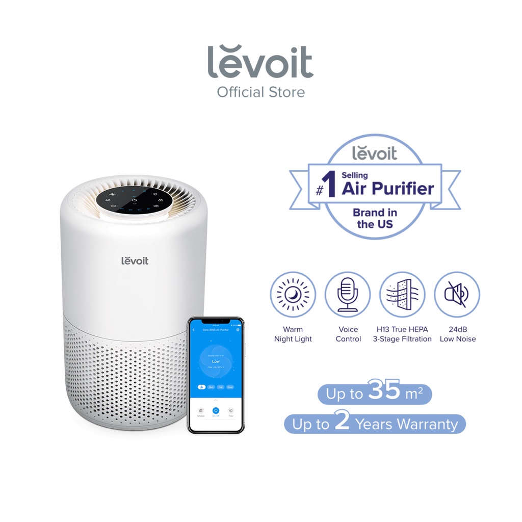Levoit Core 200S Smart Air Purifier with Night Light, HEPA 13 True