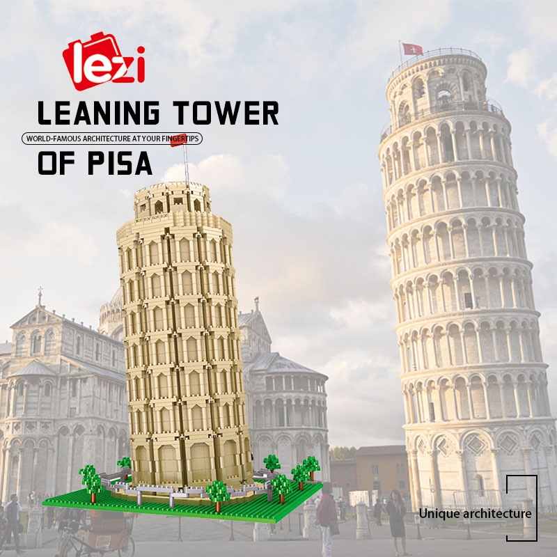 The Leaning Tower of Pisa LEZI World Famous Mini Micro Building Blocks ...