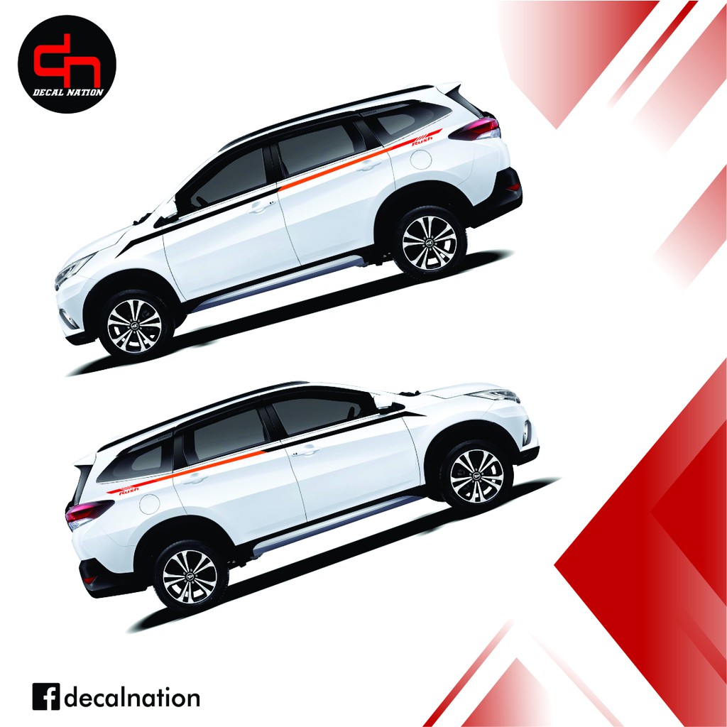 Toyota Rush Linear decals Design 3 Red, Orange and Black Color Cut Out