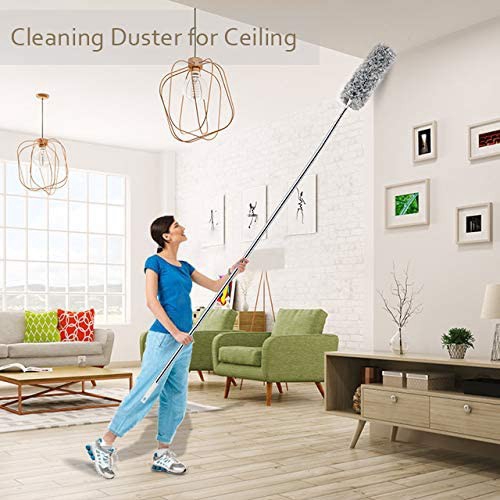 Grey Multipurpose Microfiber Duster with Stainless Steel Pole Extension