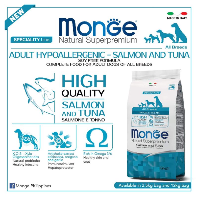 Monge Natural Superpremium Hypo with Salmon and Tuna Shopee