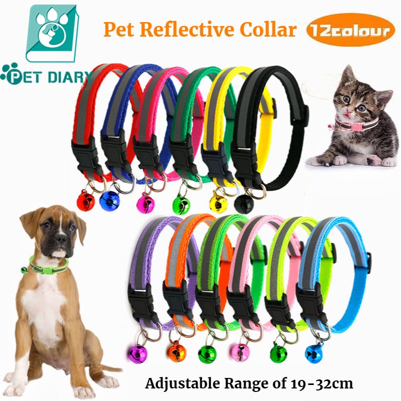 Pet Dog Reflective Collar Cat Paw Collar With Bell Safety Buckle Neck ...