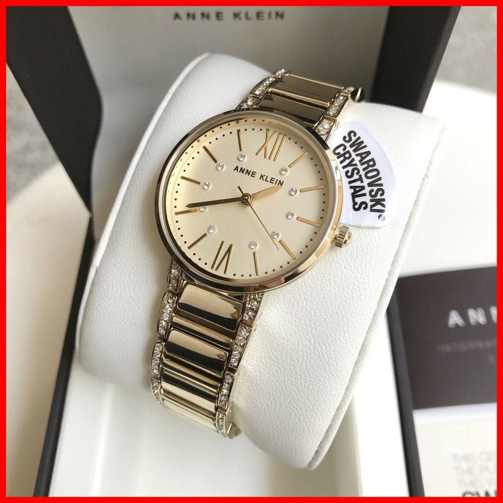 Anne Klein Watch 100% ORIGINAL Swarovski Crystals Gold Steel Women