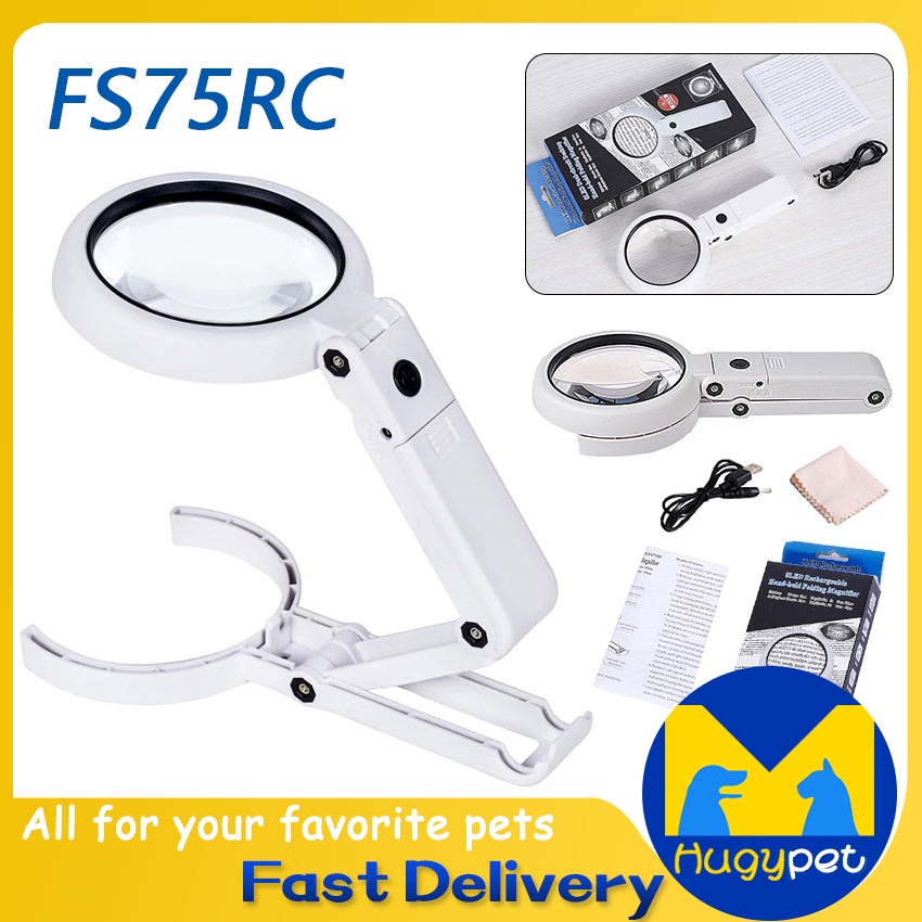 5X 11X Magnifying Glass with Light 8 LED Magnifier Foldable Stand ...