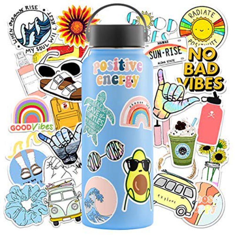 Laminated Waterproof Tumbler Aqua* Flask Steel bottle sticker Pack ...