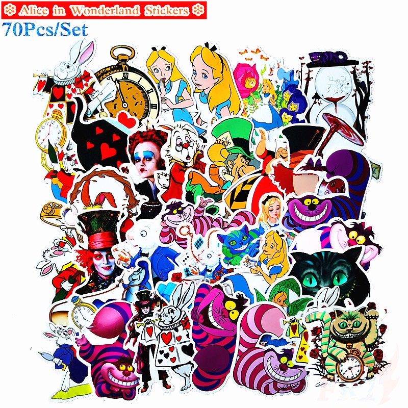 Alice In Wonderland Waterproof Stickers/Decals (70 Pcs) Of