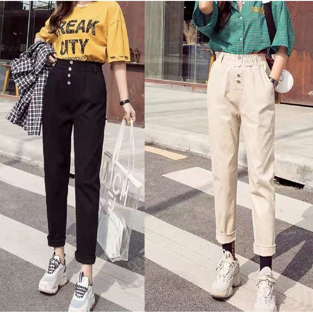 Korean's Fashion Daily Outfit Women's Attire Polyester Trouser