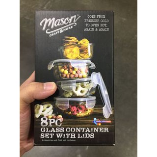 Mason Craft & More Rectangular Glass Food Container Set, 8 pc