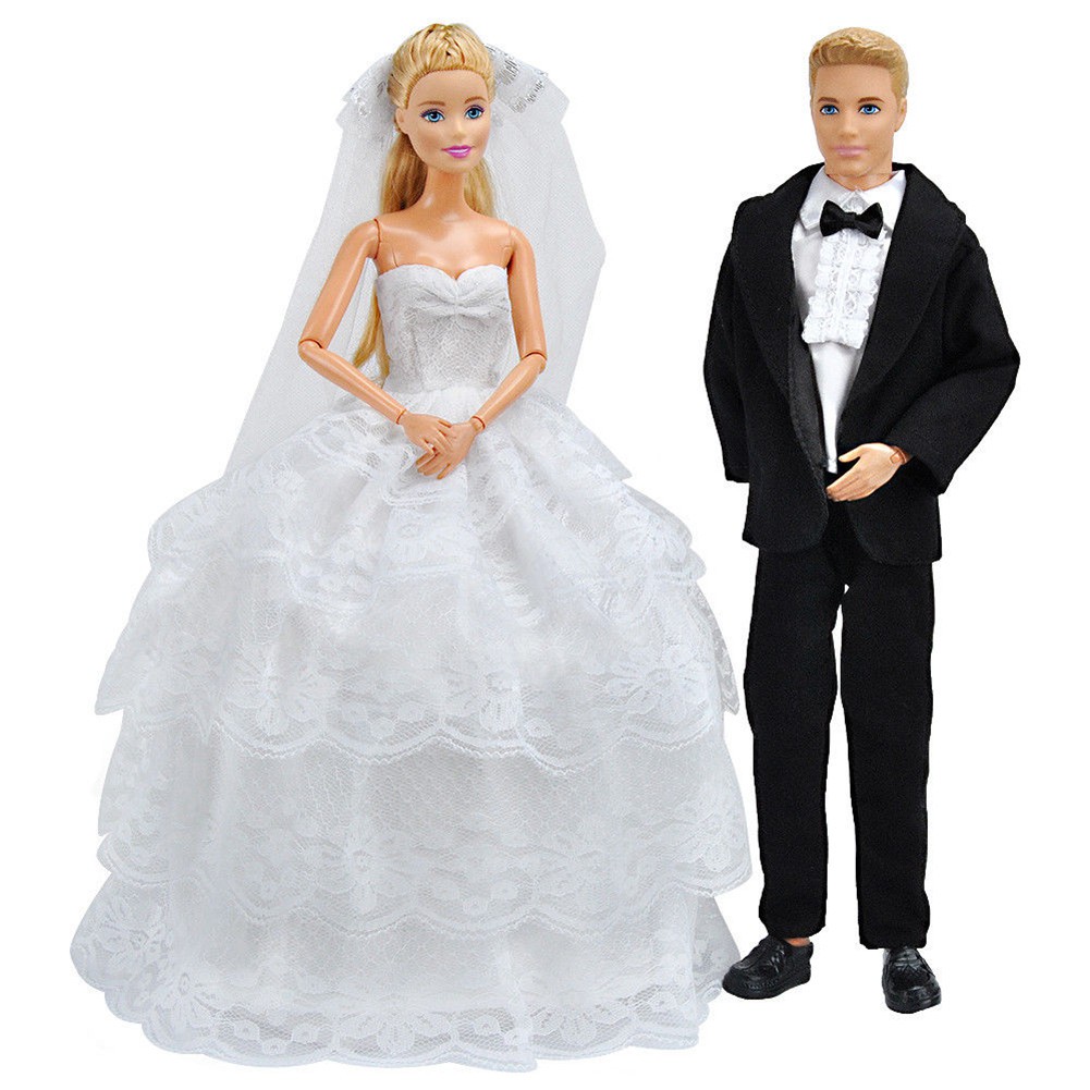 Wedding Gown Dress Clothes Formal Suit Outfit For Barbie Ken Doll Shopee Philippines