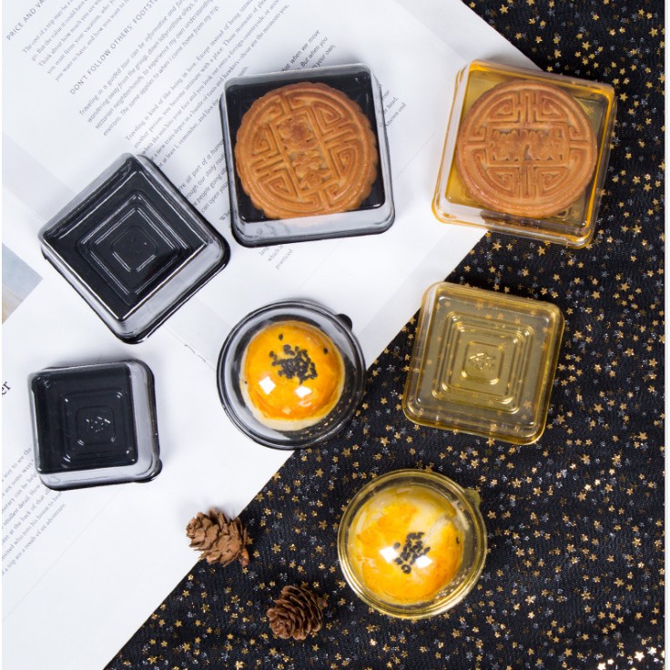 50pcs Plastic Container Transparent Mooncake Box/ Square Container ...