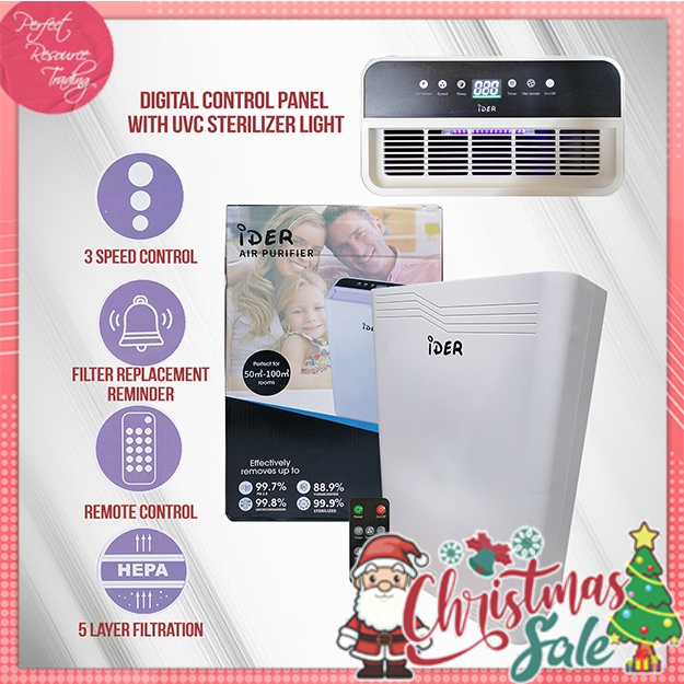 Ider Air Purifier 6 stages with UV light and HEPA filter, air purifier