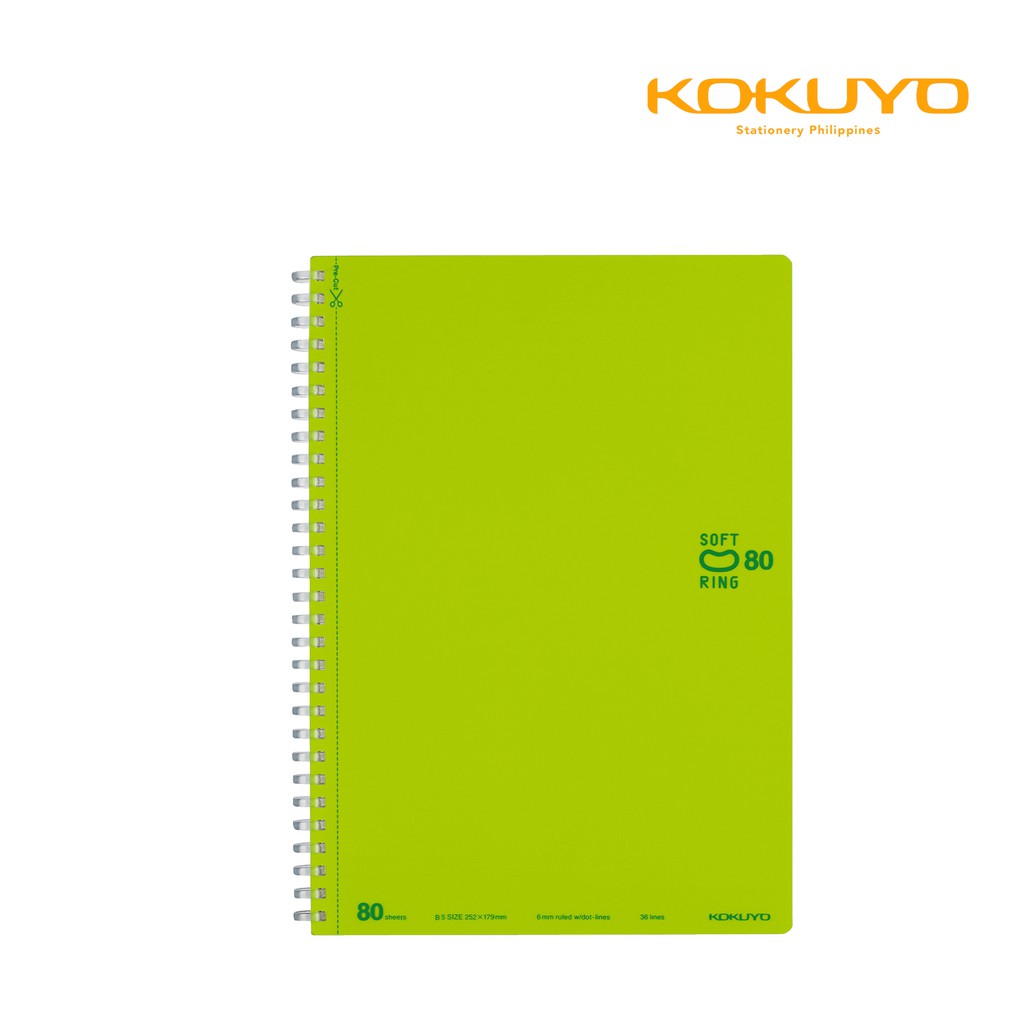 Kokuyo SU-SV308BT-LG Soft Ring Notebook , 80 Sheets, B5, Light Green ...