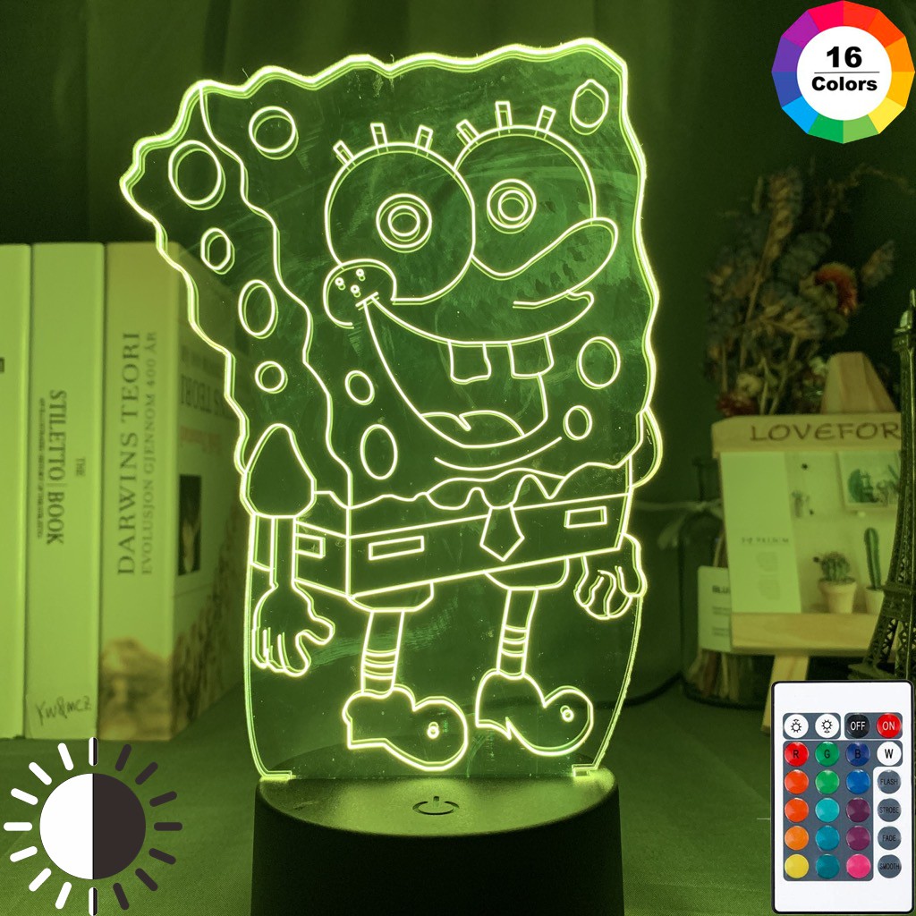 SpongeBob SquarePants Night Light Led 3d Optical 16 Colors Changing