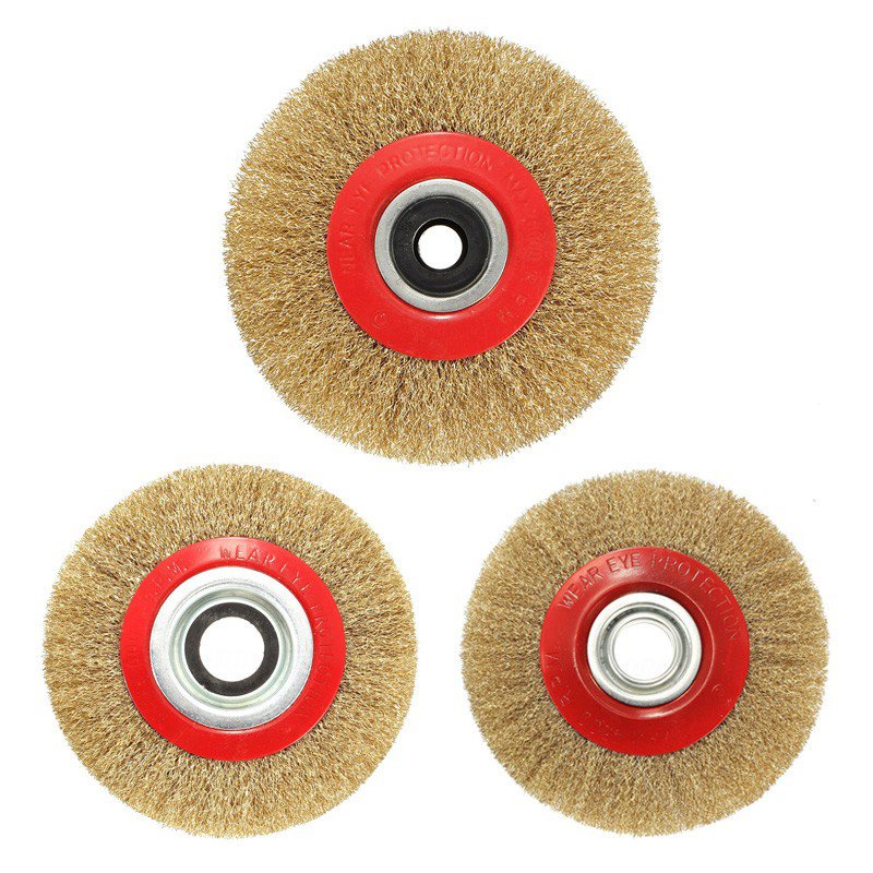 Wire Brush Wheel for Bench Grinder Polish + Reducers Adaptor Rings