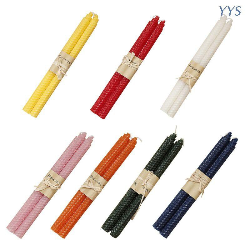 YYS 100 Pure Beeswax Handmade Taper Candles Smokeless Dripless Pair
