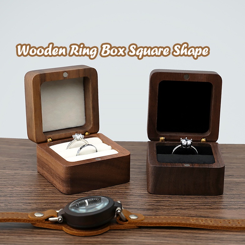 Wooden Ring Box Soft Interior Wedding Ring Box Wood Jewelry Ring Box