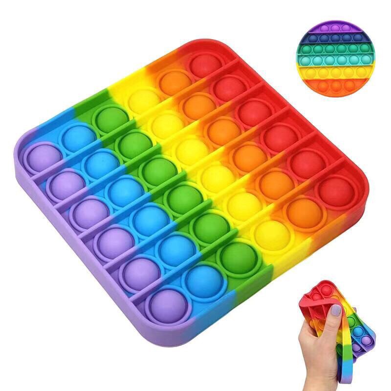 Rainbow Pop Its Round Fidget Toy Push bubble stress relief kids pop it ...