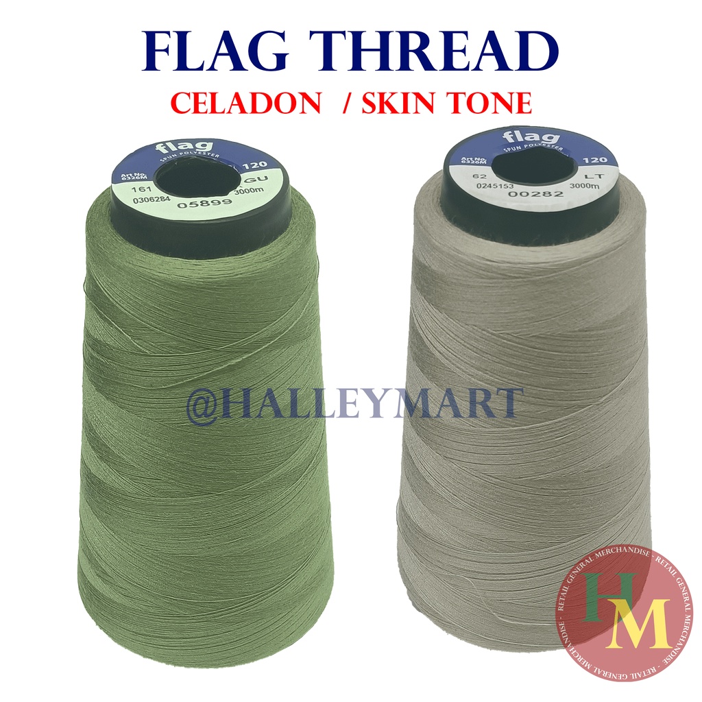 Sewing Thread Flag Spun Polyester tkt120 Deped Skin tone&Olive Green ...
